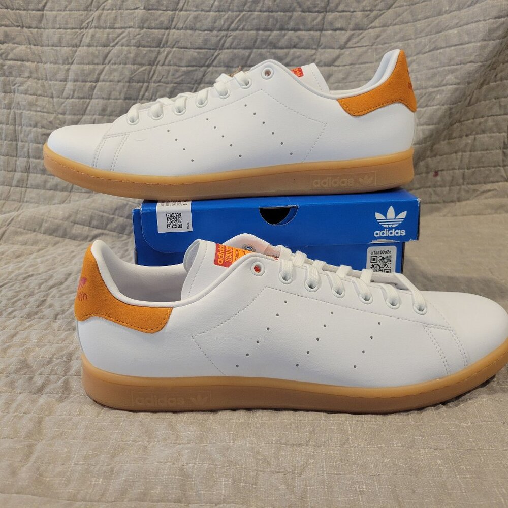 Adidas Stan Smith, White Orange Gum, Mens 14